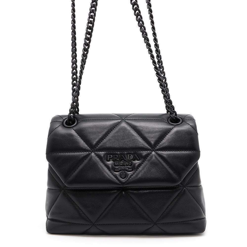 Prada Chain Shoulder Bag Spectrum Nappa Leather Black